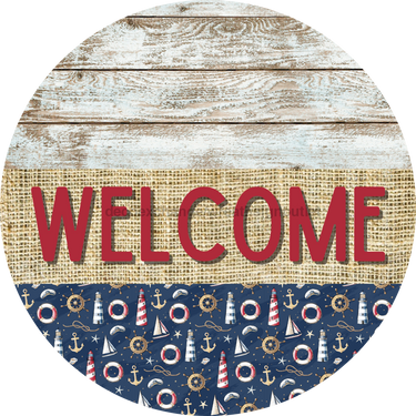 Wreath Sign, Nautical Sign, Beach Sign, DECOE-2098, Sign For Wreath, Round Sign, DecoExchange - DecoExchange®